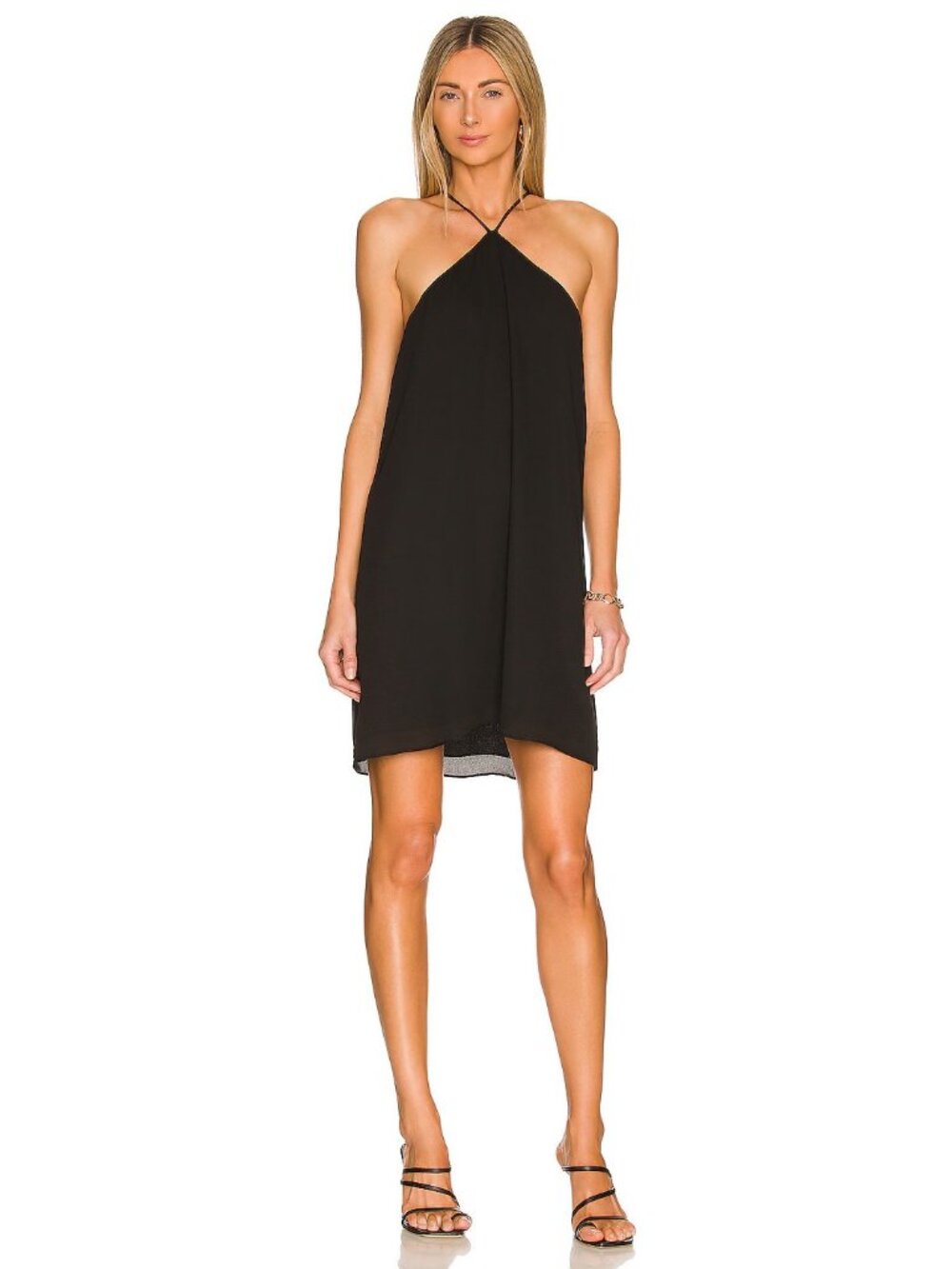 krisa Halter Dress in Black Thin Straps